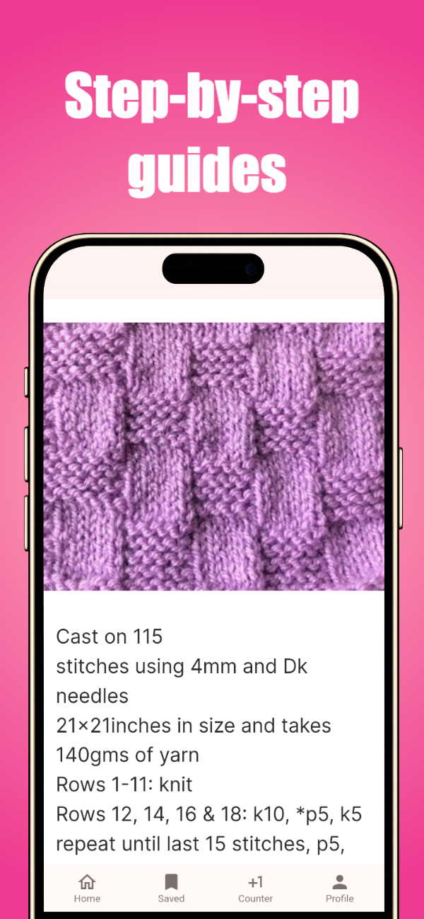 Step-by-step knitting guides